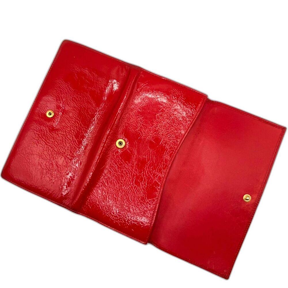 YSL Yves Saint Laurent Vintage Belle de Jour Patent Wallet WOC Red Authentic - Picture 14 of 16